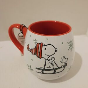 Peanuts Snoopy And Woodstock On Sled Winter Coffee Mug